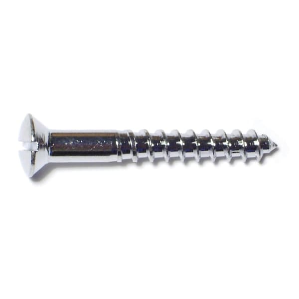 Midwest Fastener Wood Screw, #10, 1-1/2 in, Chrome Brass Oval Head Slotted Drive, 20 PK 61718 - main